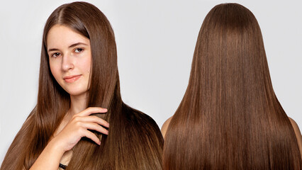 Shiny and smooth long hair – front and back view