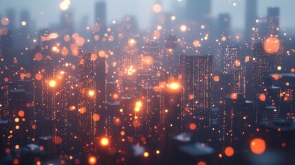 Obraz premium Futuristic Cityscape: Glowing Metropolis at Night