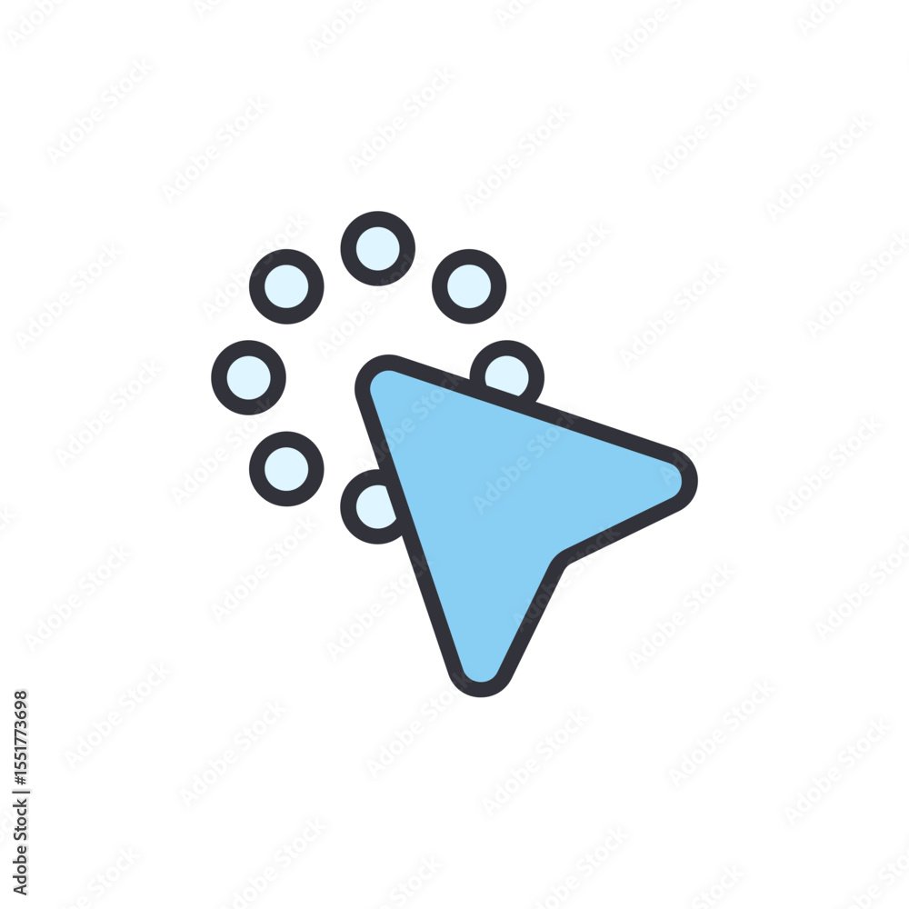 Poster creative representation of cursor with loading icon on transparent background