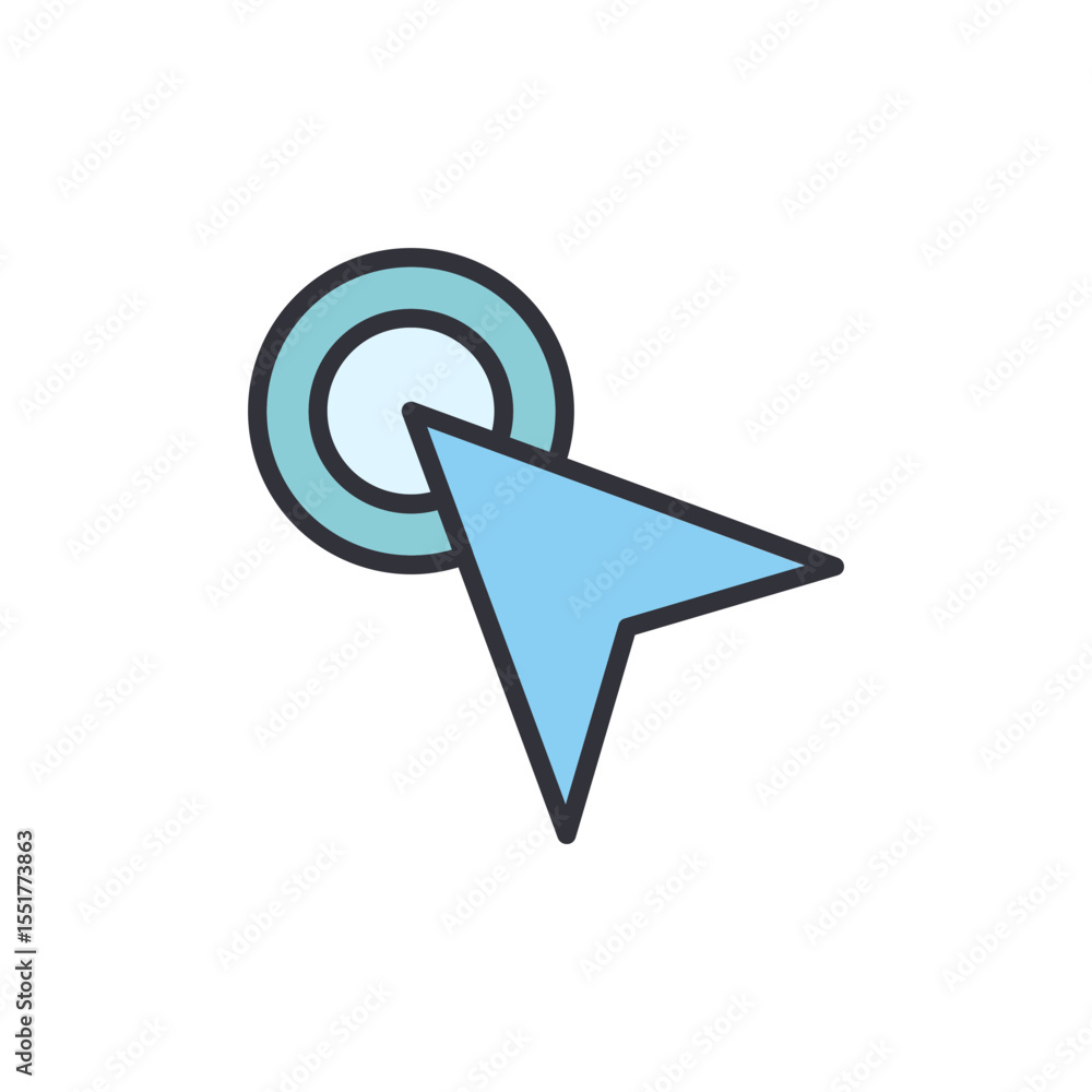 Poster stylized computer cursor interacting with a clickable interface element