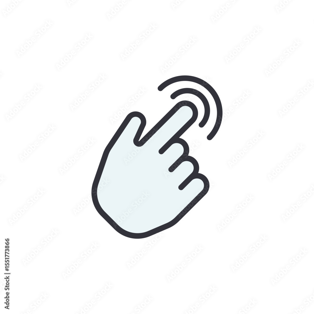 Poster hand pointer icon symbolizes digital interaction and interface selection