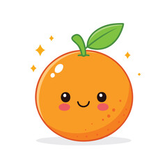 Fototapeta premium Vector of Cute Clementine with Bold Black Outline Happy Expression No Gradients Clean Style