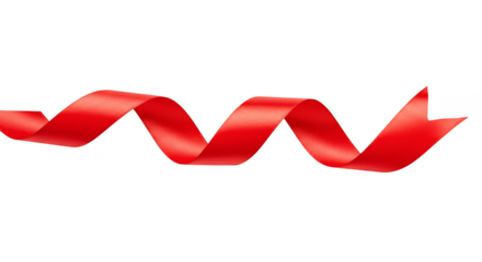 Isolated Red Spiral Ribbon Curve Decoration for Holiday Celebration