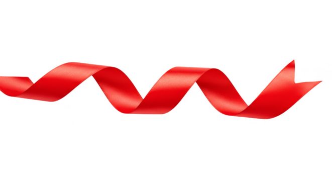 Isolated Red Spiral Ribbon Curve Decoration for Holiday Celebration