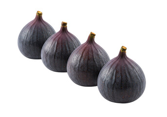 Obraz premium Isolated Row of Four Fresh Figs on Transparent Background