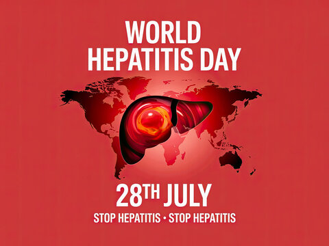 World Hepatitis Day awareness graphic with liver and map.