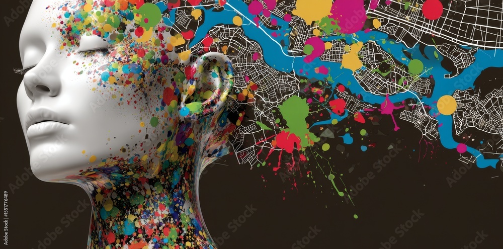 Poster the concept of creative imagination is exemplified in art that explodes with emotions emanating from