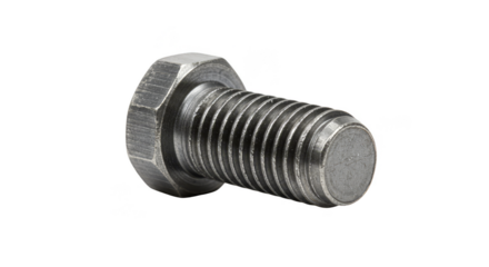 Isolated Metal Bolt Silver Steel Fastener on Transparent Background