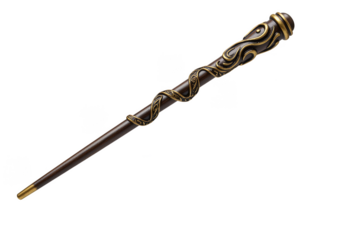 Isolated Ornate Magic Wand Prop With Brown And Gold Details Illustration