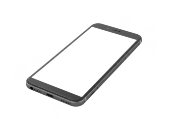 Isolated Smartphone with Blank White Screen and Transparent Background