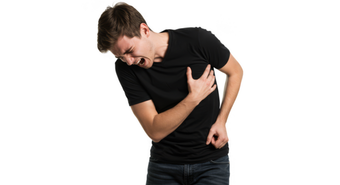 Isolated Photo of Man with Heart Attack Chest Pain Emergency