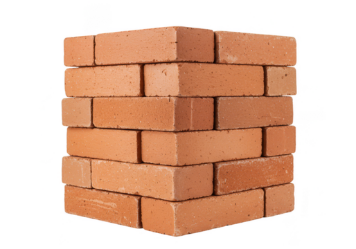 Isolated Stack of Red Building Bricks in a Transparent Background - Powered by Adobe