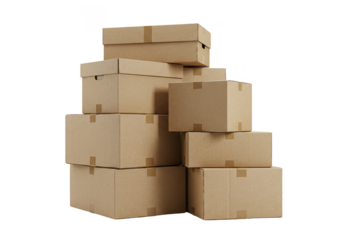 Isolated Stacked Brown Cardboard Boxes for Shipping and Delivery Illustration