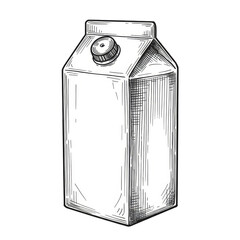 Isolated Illustration of White Milk Carton Beverage Packaging Product