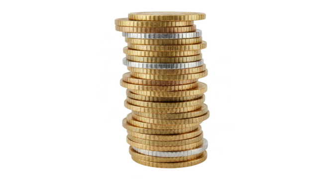 Isolated Stacked Gold Coins Currency Investment Wealth