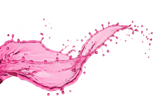 Isolated Pink Water Splash with Flowing Liquid on Transparent Backdrop