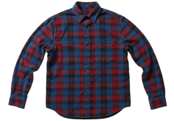 Isolated Plaid Flannel Shirt Clothing Apparel in Red and Blue Design Background