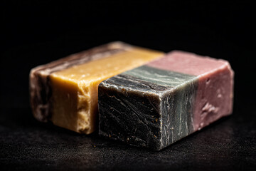a close up of a soap block on a table