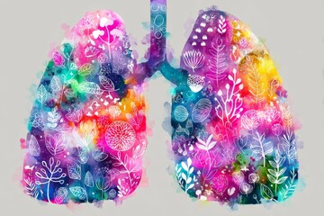 An ai-generated picture depicts lungs constructed from flowers and plants, emphasizing the interdependence of nature and the lungs' function