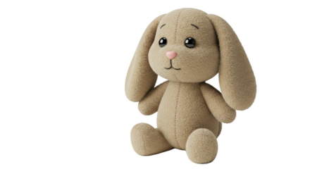 Isolated Stuffed Beige Rabbit Bunny Toy on Transparent Background