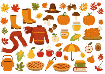 Autumn season elements clipart vector illustration