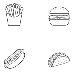 Fast food set outline icon