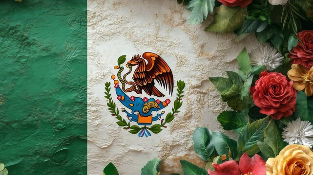 Mexican Flag Celebration with a Floral Background