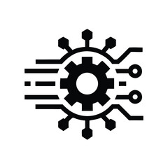Technology Circuit Gear Icon Vector for AI Automation Logo Design.