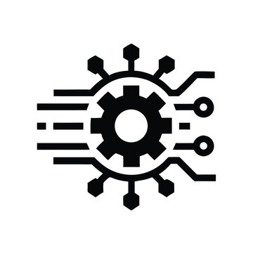 Technology Circuit Gear Icon Vector for AI Automation Logo Design.