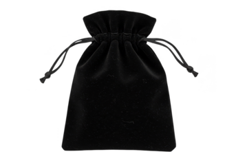 Isolated Transparent Background Image of Elegant Black Velvet Pouch Bag