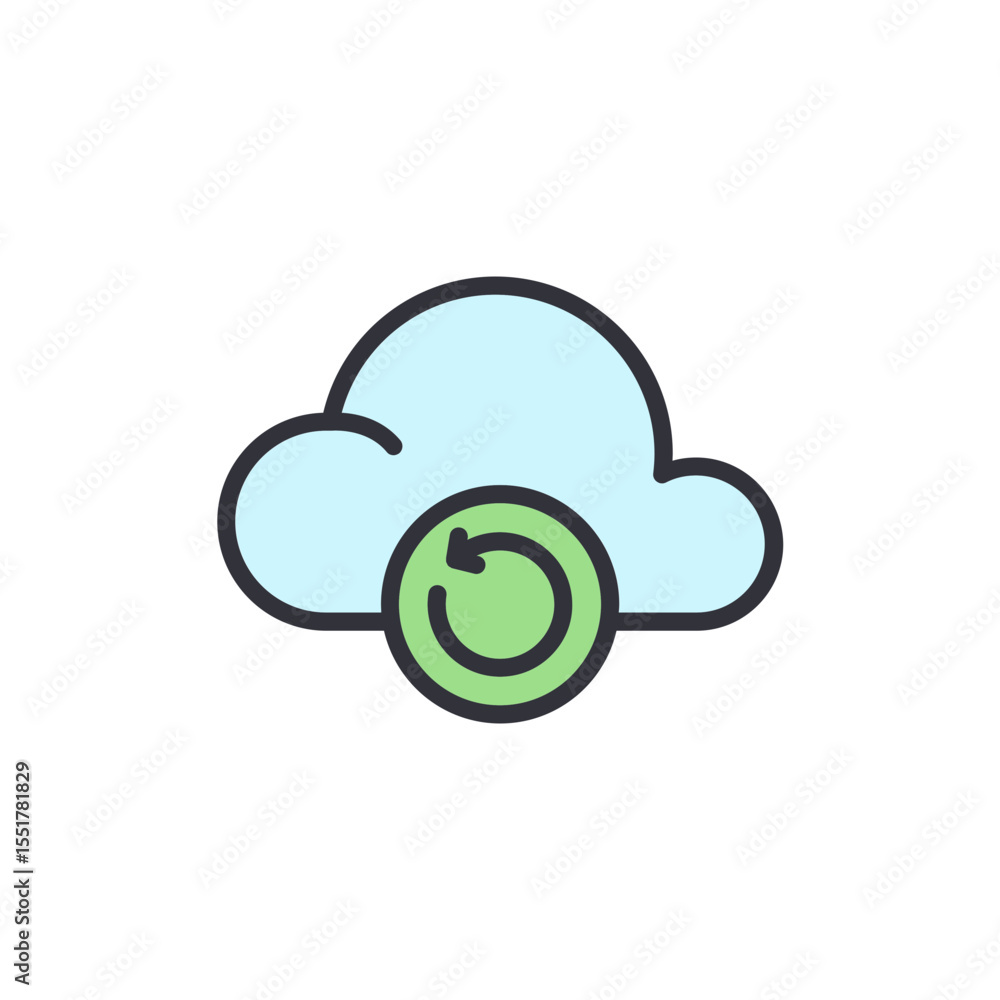 Poster modern cloud computing synchronizing with green refresh icon element