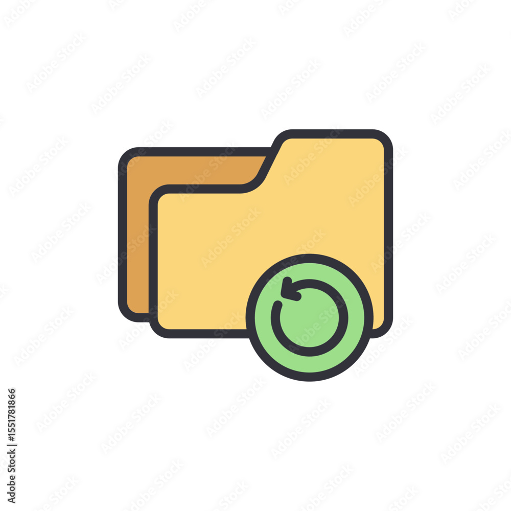 Poster modern file folder icon with refresh symbol for data restoration