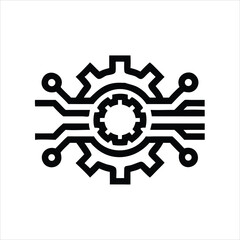 Obraz premium Technology Circuit Gear Icon Vector for AI Automation Logo Design.