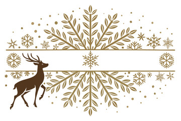 Elegant golden snowflake design with a silhouette of a reindeer