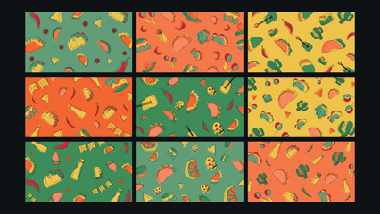 Mexican food festive background Set