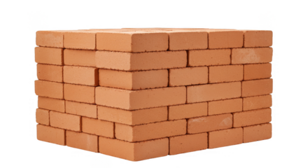 Isolated Stacked Red Bricks Building Material on Transparent Background