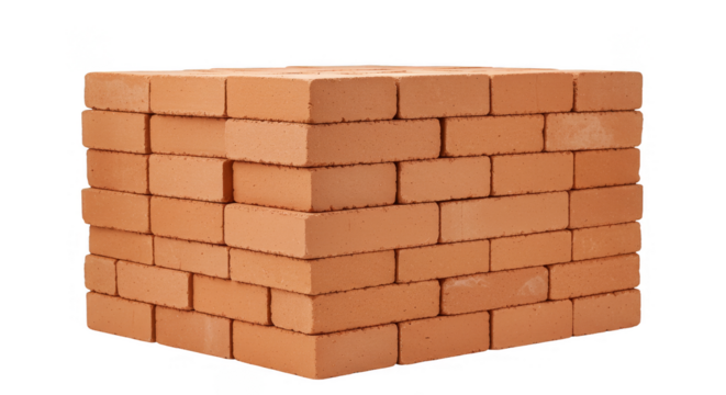 Isolated Stacked Red Bricks Building Material on Transparent Background