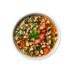 Delicious Black-Eyed Pea Stew in a White Bowl - Top View