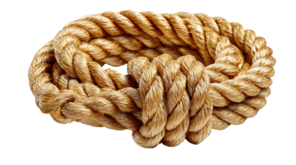 Coiled Rope Texture: A close-up studio shot showcasing the intricate texture and robust nature of a coiled rope, highlighting its strength and the craftsmanship involved.
