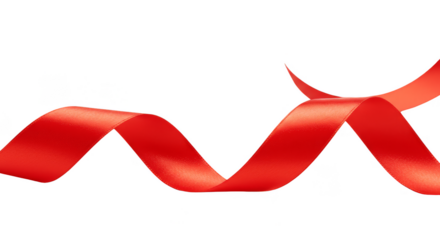 Isolated Red Ribbon Curl Wave Transparent Celebration Gift Festive