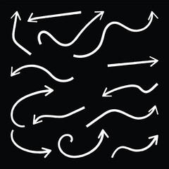 Vector arrows set paint brush style arrows grunge style sketch