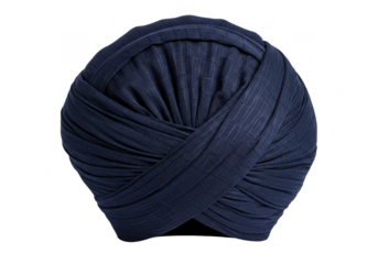 Isolated Sparkling Blue Turban Fashionable Headwear with Glittery Fabric