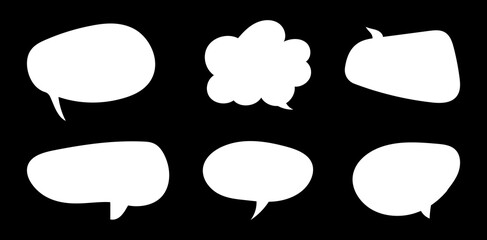 Set of speech bubbles for text. Chatting symbol, templates. Message balloons, stickers, social media chat boxes. Doodle style for. Information, idea, speak sign, quote pattern, dialogue simple frames.