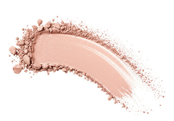 Isolated Transparent Background of Beige Bronzer Makeup Powder Stroke