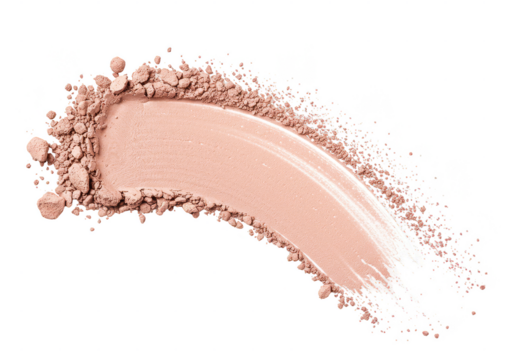 Isolated Transparent Background of Beige Bronzer Makeup Powder Stroke