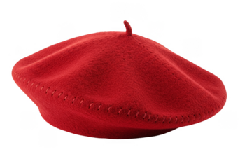 Isolated Transparent Red Beret Hat Fashion Headwear and Clothing Accessory
