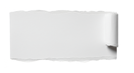 Isolated Torn Paper Texture White Scrap Design on Transparent BG
