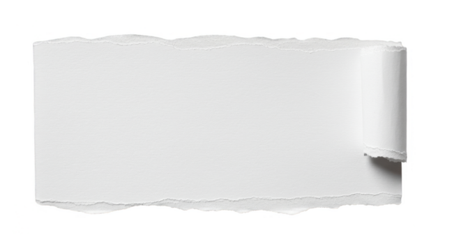 Isolated Torn Paper Texture White Scrap Design on Transparent BG