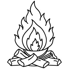 Clean Line Art Holi Bonfire Illustration
