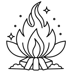 Clean Line Art Holi Bonfire Illustration
